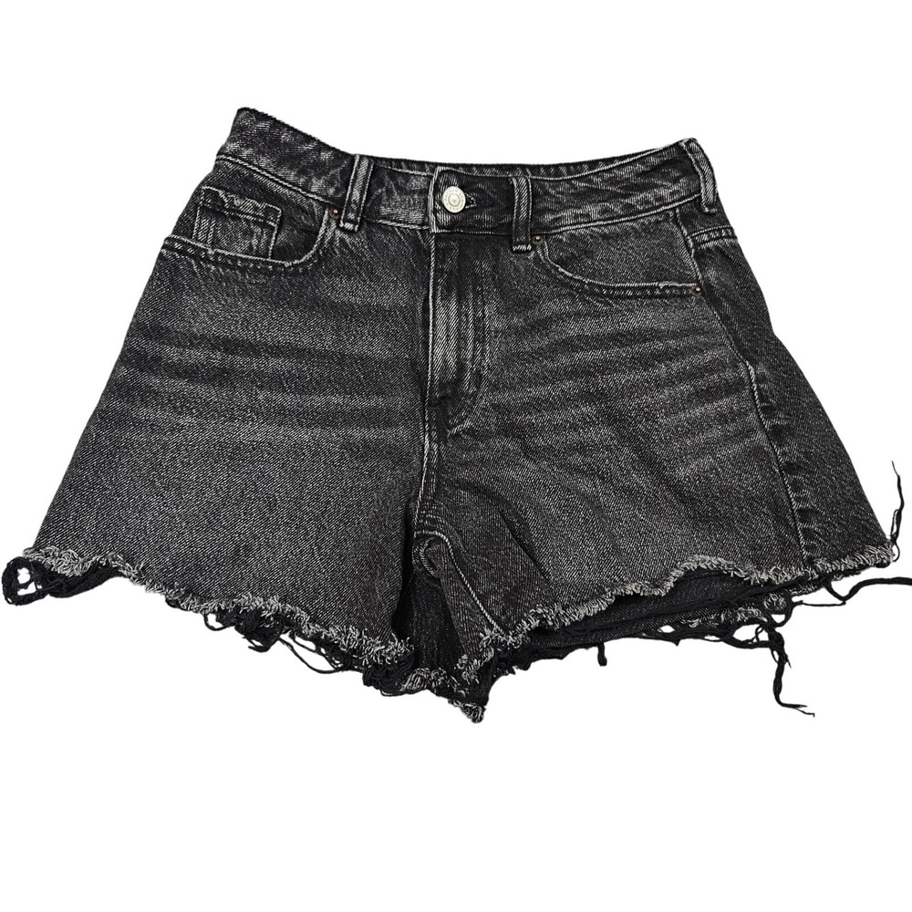 PacSun Cutoff Shorts Womens 24 Black Denim Mom High Waisted Frayed Casual Summer